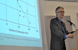 Willett Kempton discusses wind energy during a recent Land and Sea Lecture.